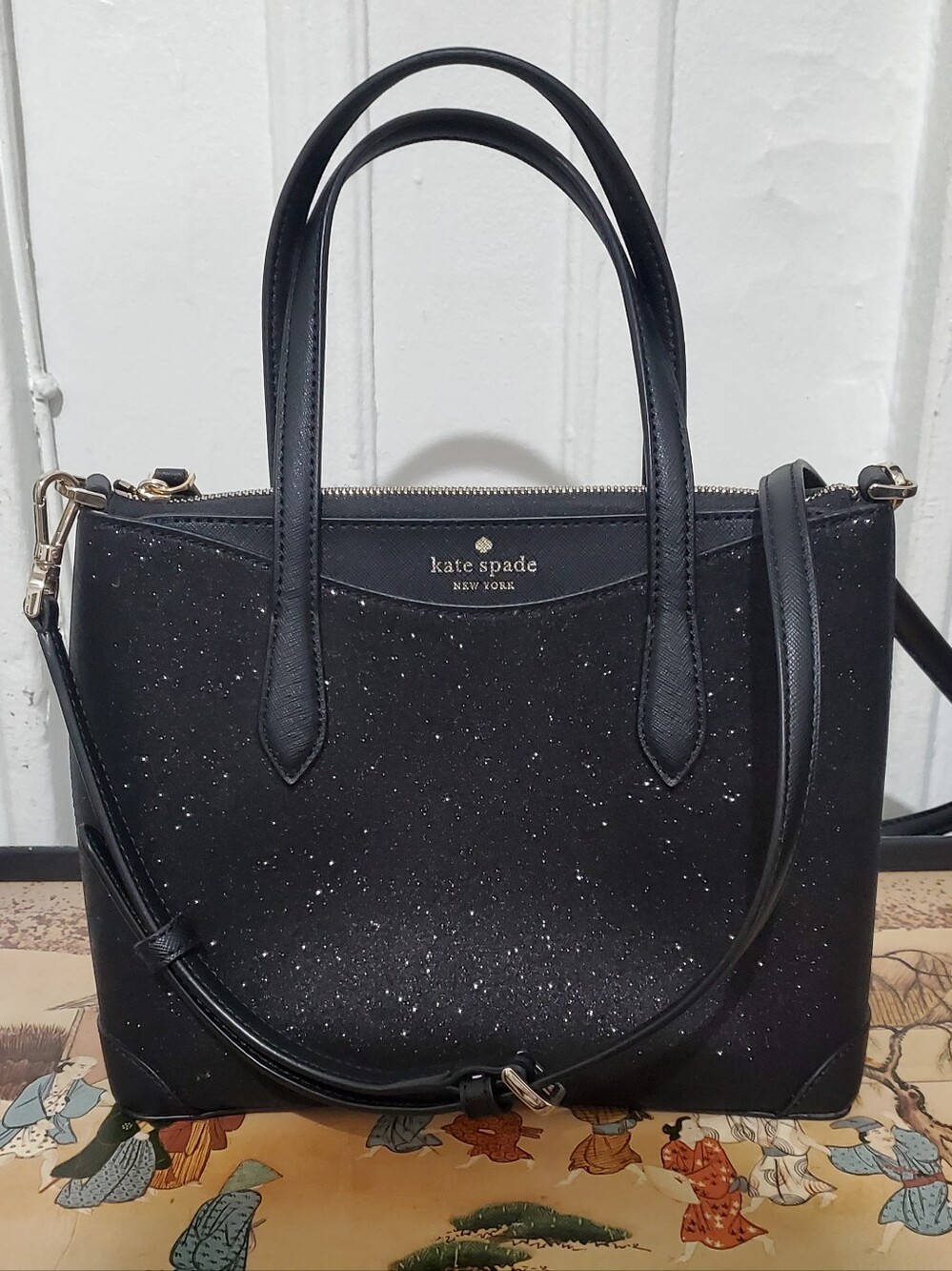 Kate spade New York Black Glitter Satchel/Crossbody